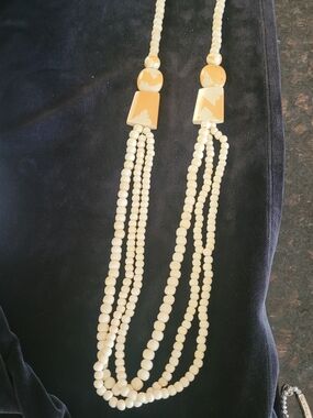 Cream Multi-Strand Bead Necklace - Women Jewelry